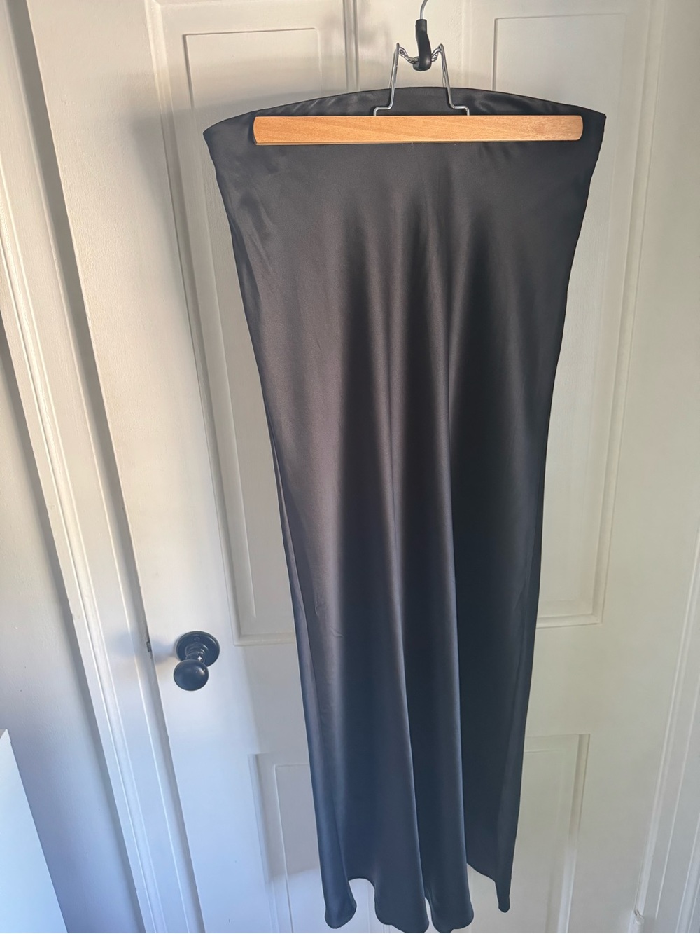 Quince Black Satin Maxi Skirt